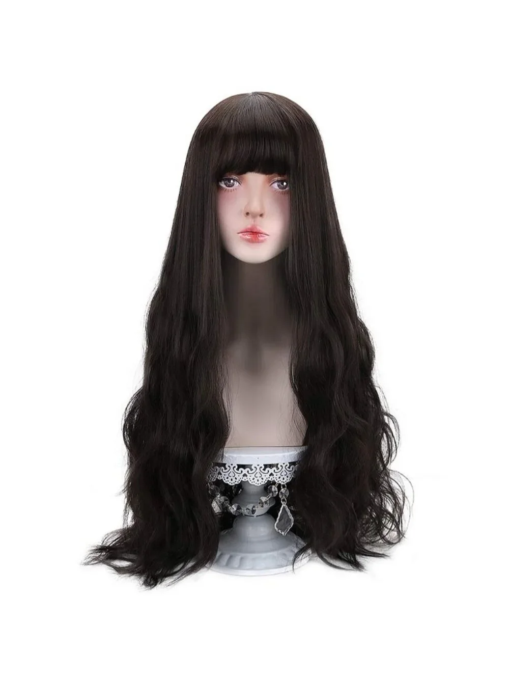 Women's Black Natural Long Wavy Cosplay Heat Resistant Synthetic Fiber Wigs